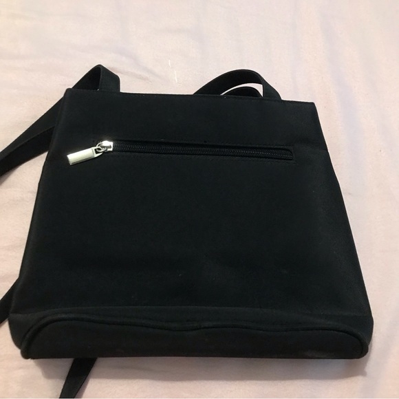 Chenson Black Shoulder Bag Zipper & Velcro Compartments Silver Hardware - Picture 8 of 11